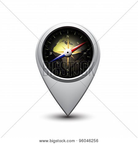 Compass icon with wind-rose.
