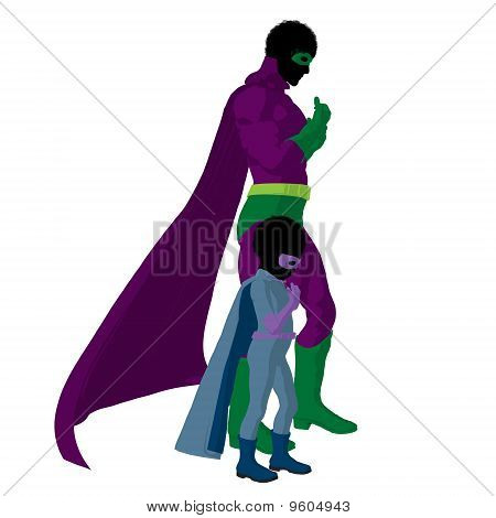 African American Super eroe papà illustrazione Silhouette