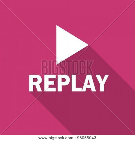 replay flat design modern icon with long shadow for web and mobile app