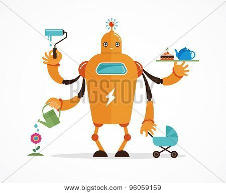 Multitasking robot character 