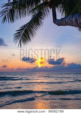 Sea sunrise in Chaweng beach Koh Samui island, Thailand.