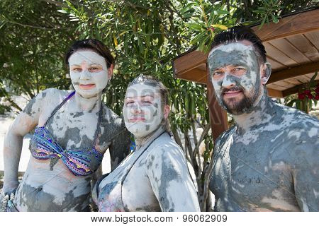 SULTANIYE, TURKEY - JULY 05, 2015: People are taking a mud bath