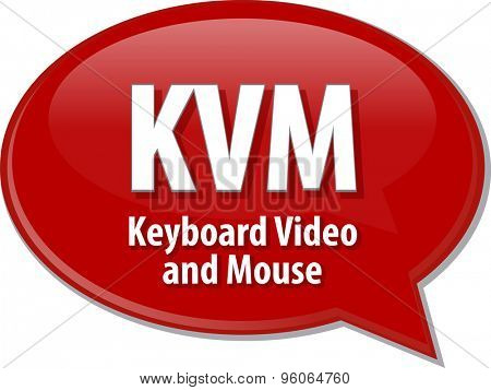 Speech bubble illustration of information technology acronym abbreviation term definition KVM Keyboard Video and Mouse