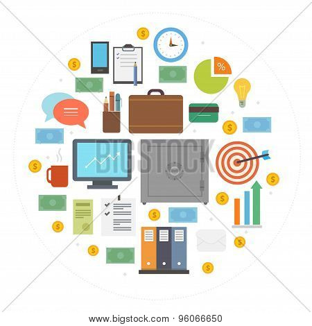 Business icons circle composition