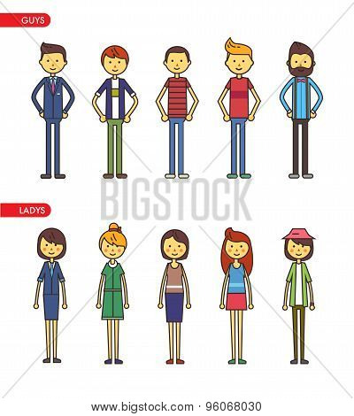 casual set characters for use in design