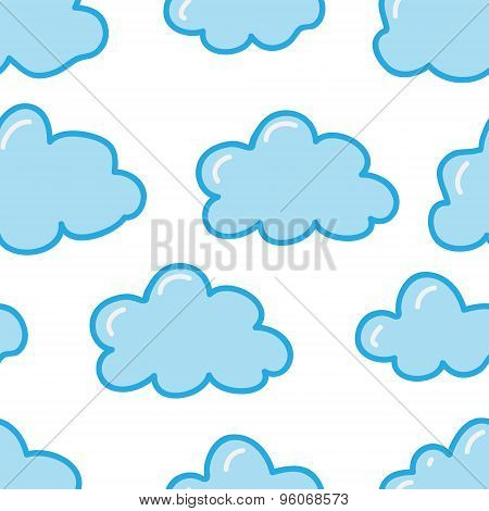 Seamless pattern with cute clouds