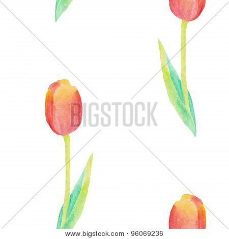 Watercolor Hand Painted Flowers. Seamless Pattern. Vector Illustration.