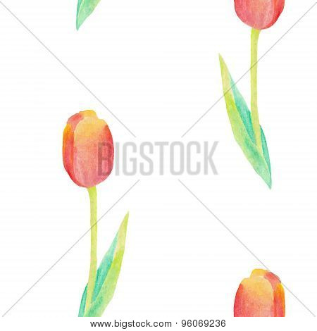 Watercolor Hand Painted Flowers. Seamless Pattern. Vector Illustration.