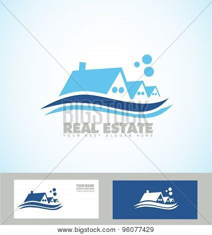 Real Estate Blue House Icon Logo