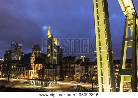 View On Frankfurt Am Main In Germany From Eiserner Steg