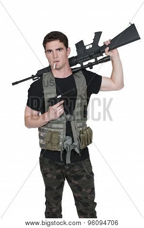 Man Soldier Smoking