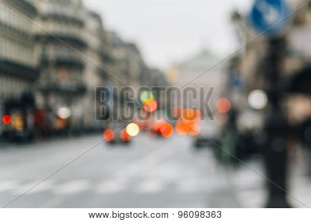 Defocused View Of Avenue De L'opara In Paris, Franc