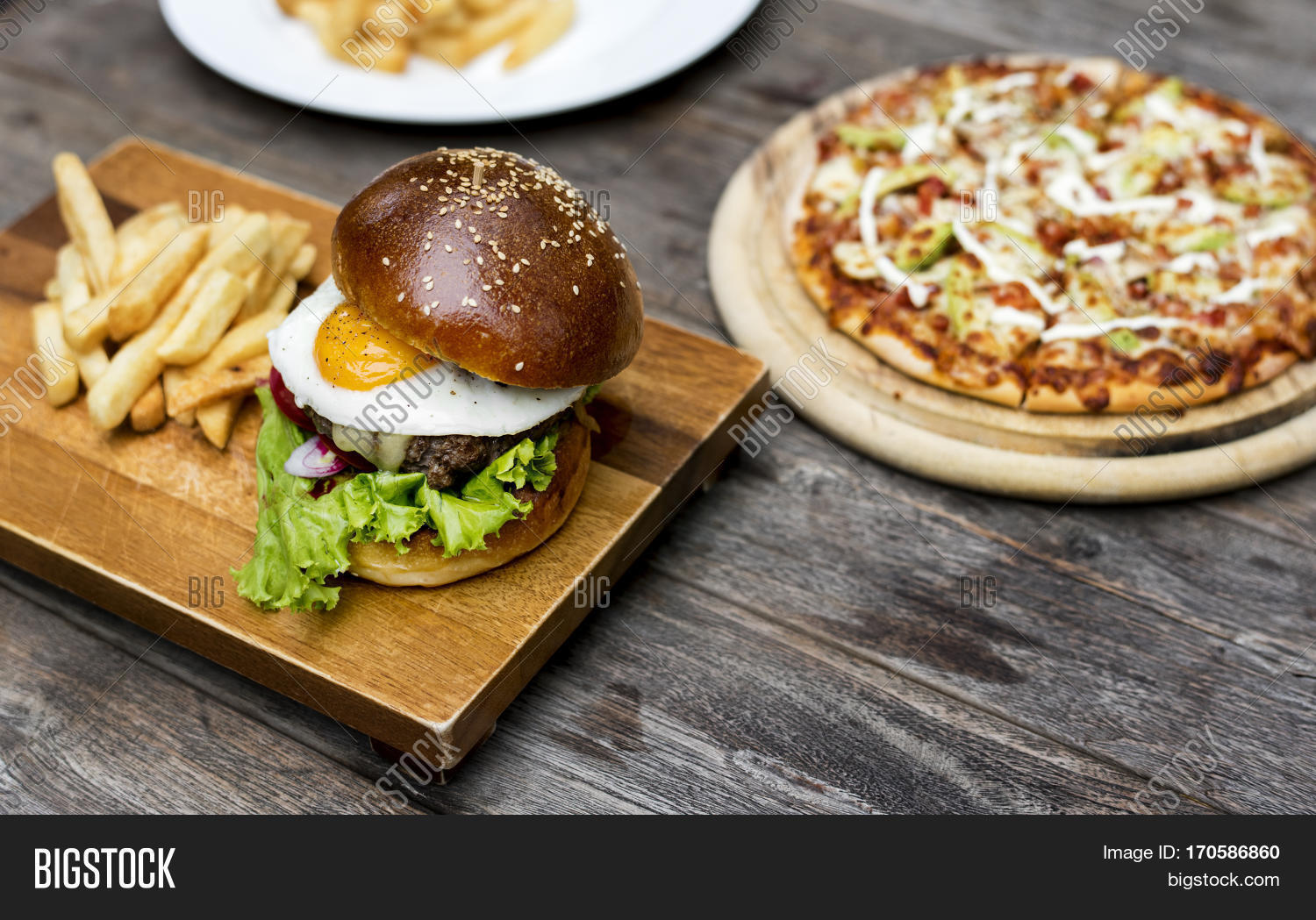 Hamburger Fries Pizza Image & Photo (Free Trial) Bigstock