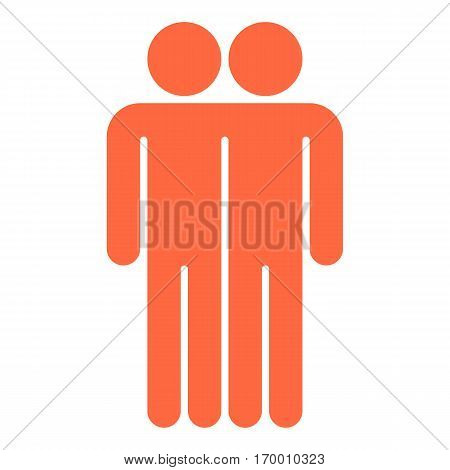 Two men stands with his hands down. Quick and easy recolorable shape. Vector illustration a graphic element