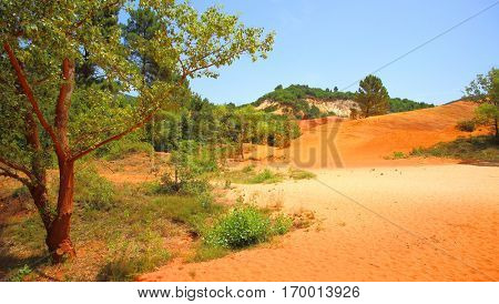 Ochre cliffs in Rustrel in Rustrel, Colorado Provencal, Provence, France
