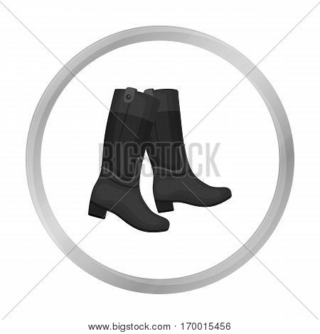 Jockey's high boots icon in monochrome design isolated on white background. Hippodrome and horse symbol stock vector illustration.