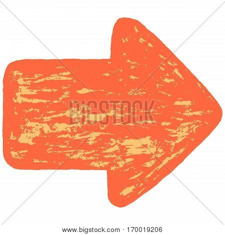 -Red arrow sign painted by paint brushstroke. Ink sketch drawing created in handmade technique. Quick and easy recolorable shape. Vector illustration a graphic element
