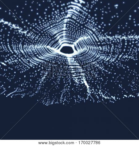 Space vortex. Black hole made from Flying Particles. Abstract Background. 3D Vector Illustration. 