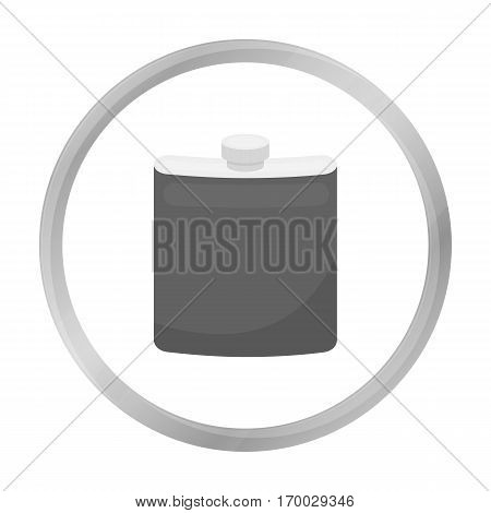 Hip flask icon in monochrome style isolated on white background. Hunting symbol vector illustration.