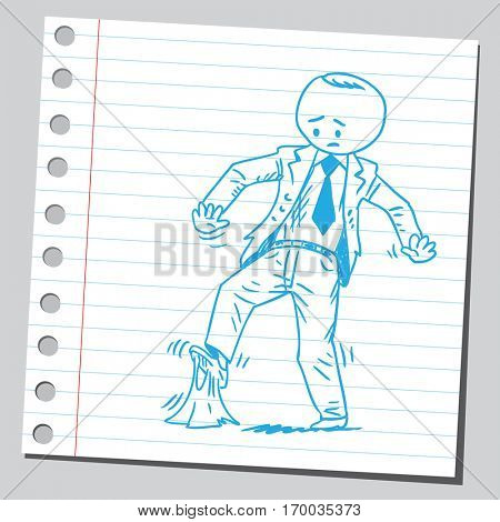Businessman steps into chewing gum