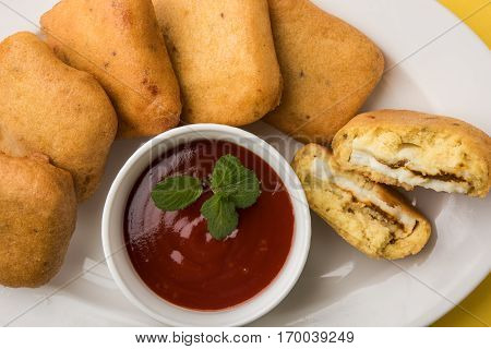 punjabi Paneer Pakoda or pakora or vada, made from gram flour and cottage cheese