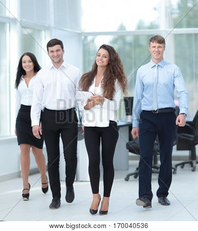 successful professional business team together and moving forwar