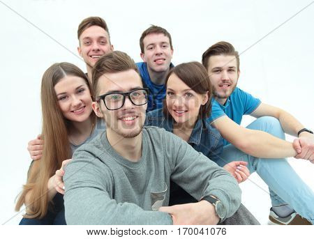 portrait of a team of cheerful and happy young people. the conce