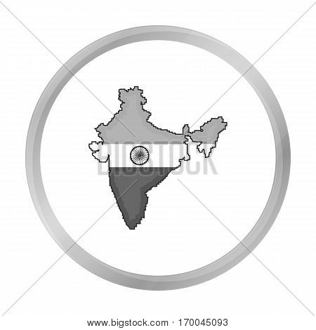 Indian territory icon in monochrome style isolated on white background. India symbol vector illustration.