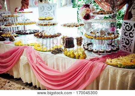Good exquisite buffet table at a solemn event