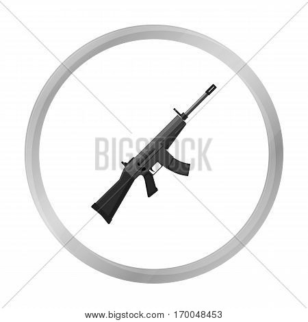 Military assault rifle icon in monochrome style isolated on white background. Military and army symbol vector illustration