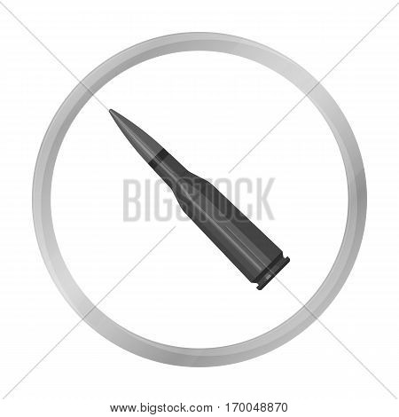 Military rifle bullet icon in monochrome style isolated on white background. Military and army symbol vector illustration