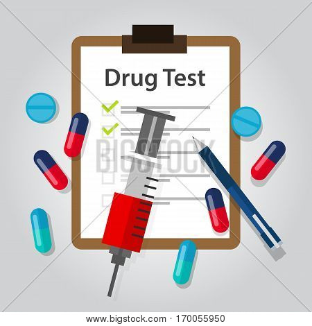 drug test medical document report ilegal narcotic and addiction detection result vector