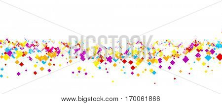 White banner with color rhombs. Vector paper illustration.