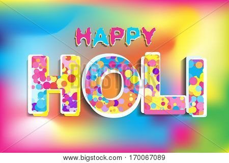 Greeting Card for Happy Holi Spring Festival with Sample Text. llustration of Colorful Gulaal or Powder Color