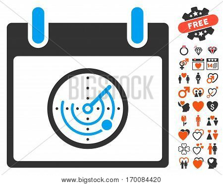 Radar Calendar Day icon with bonus dating pictograph collection. Vector ...