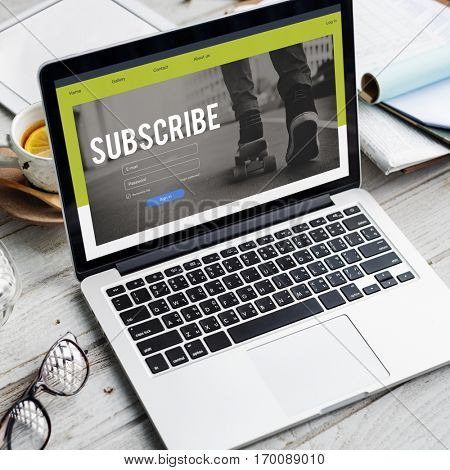 Subscribe Member Register Social Advertising Concept