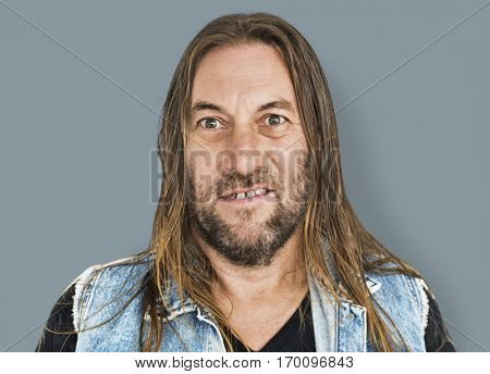 Man Long Hair Hairstyle Smiling Sneer Portrait Concept