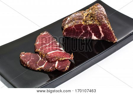 Balyk beef isolated on white. Studio Photo