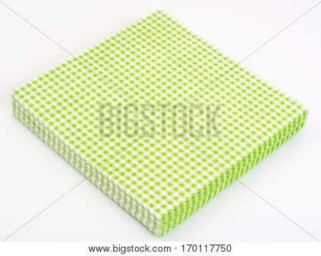 Paper disposable napkins Serving on white. Studio Photo