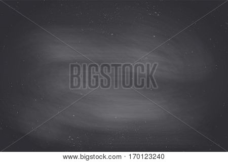 Black empty chalkboard background, surface and texture with copy space. Template for restaurant, cafe menu design at the wall or for school theme. Vector Illustration