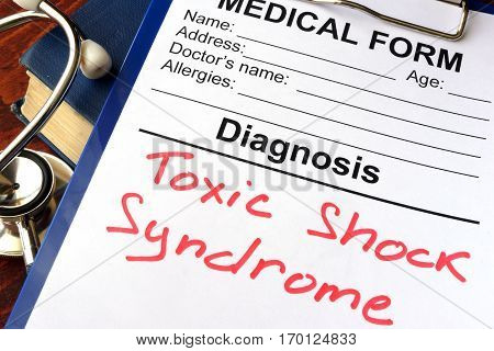 Medical form with diagnosis Toxic shock syndrome.