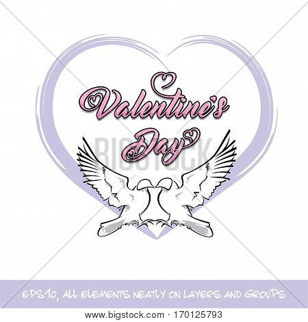 Love Birds Valentine Day Purple Heart