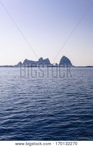 Summer Norwegian landscape with a view on Traena Islandm Norway
