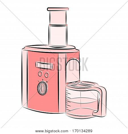 3d vector illustration juicer in pink and shades on a white background in the style of a sketch