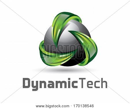 3D Logo Design With Sphere And Arrow. Colorful  3D Cycle Logo Vector Template. Recycle Concept With