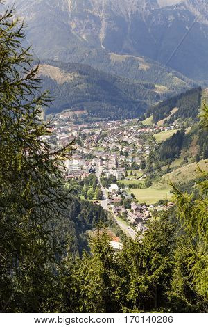View to village Eisenerz in Styria Austria