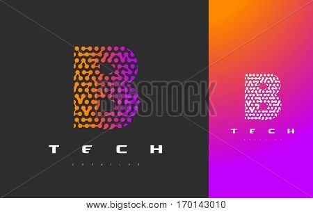 B Letter Logo Science Technology. Connected Dots Letter Design Vector with Points.