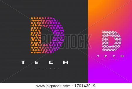 D Letter Logo Science Technology. Connected Dots Letter Design Vector with Points.