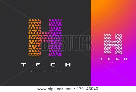 H Letter Logo Science Technology. Connected Dots Letter Design Vector with Points.