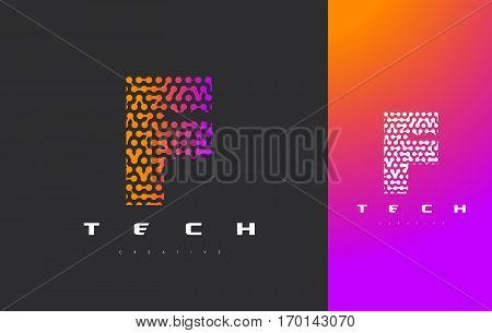 F Letter Logo Science Technology. Connected Dots Letter Design Vector with Points.